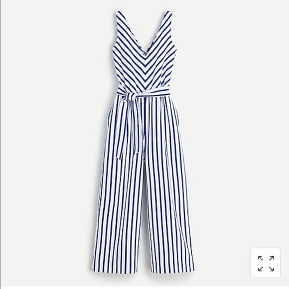 Jcrew V-neck wide-leg jumpsuit in stripe AO494 - Picture 2 of 4
